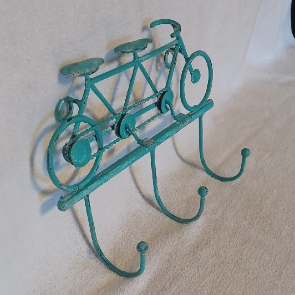 Vintage Turquoise Bicycle Wall Hooks